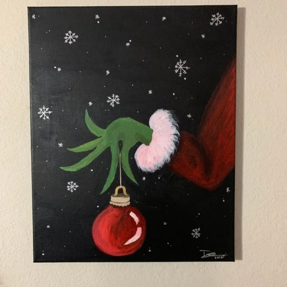 8x10 Christmas Grinch Holiday Wall Art Acrylic Painting Canvas Decor - Picture 2 of 4